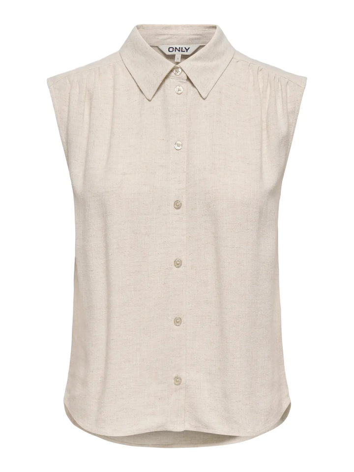 Ecru Top Linnenlook