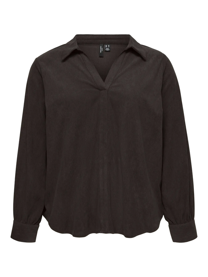 Donkerbruine Rib Blouse