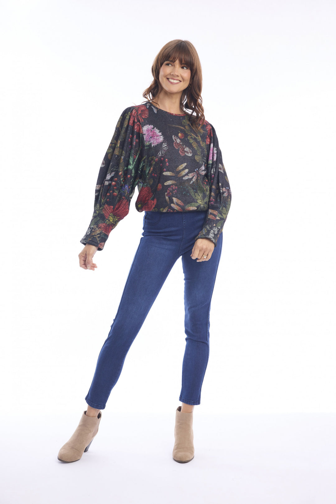Gebreide Trui met Bloemenprint