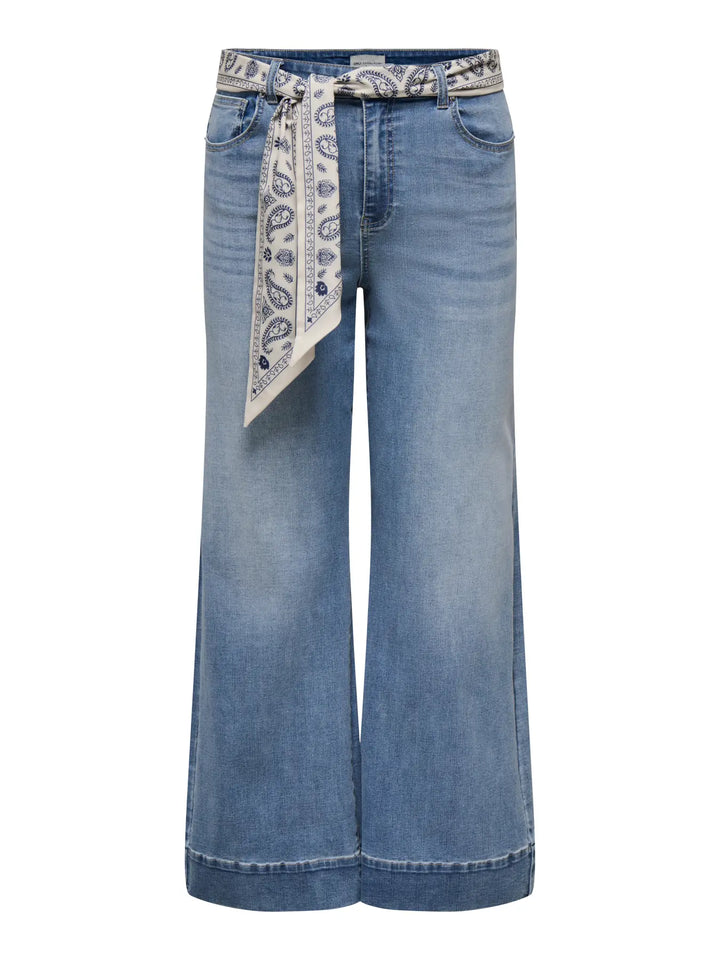 Lichte Wide Leg Jeans met Sjaal