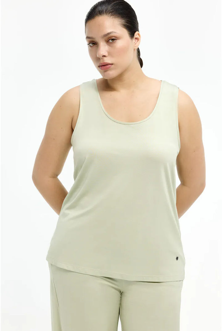 Lichtgroene Top met Ronde Hals
