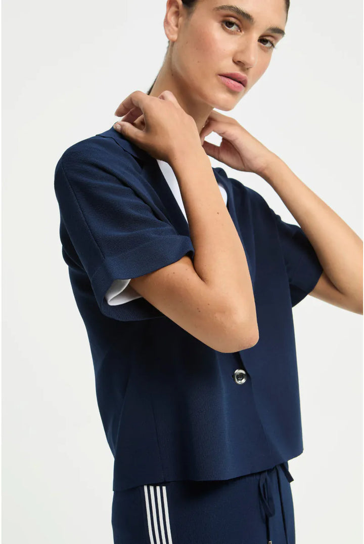 Navy korte Blazer met Revers