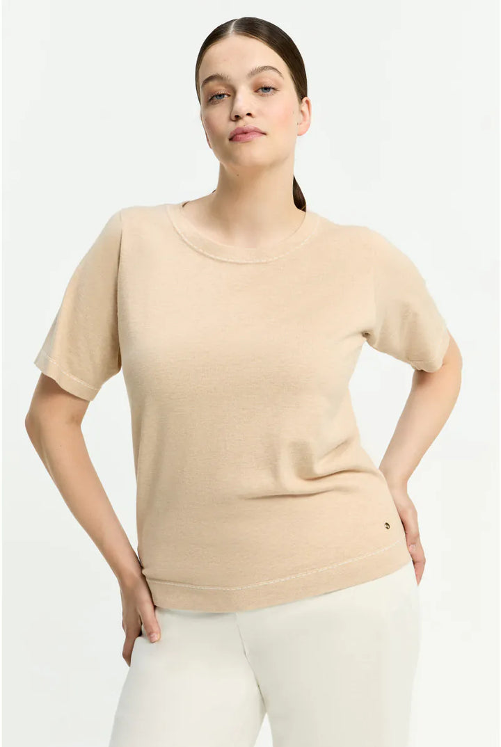 Beige Trui met Korte Mouw