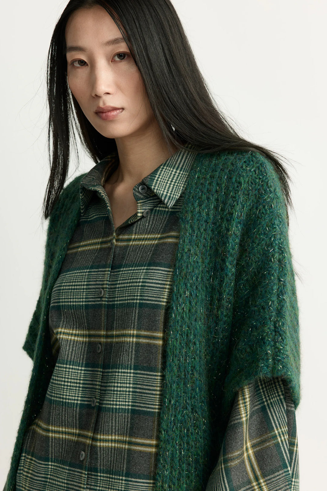 Groene Mohair Cardigan met Alpaca