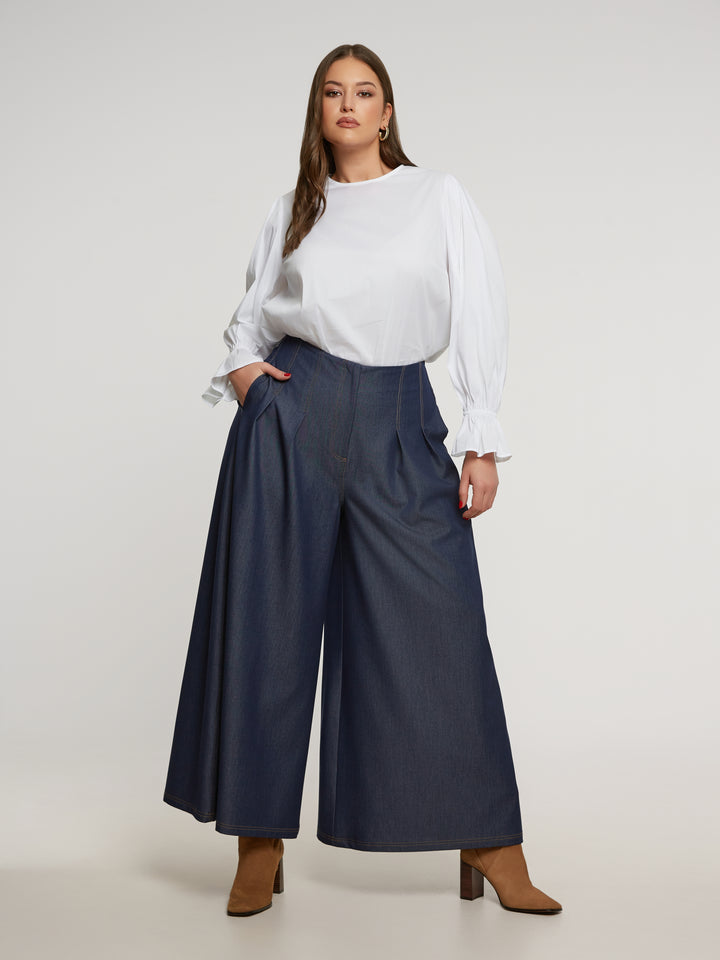 Statement-Jeanshose mit weitem Bein