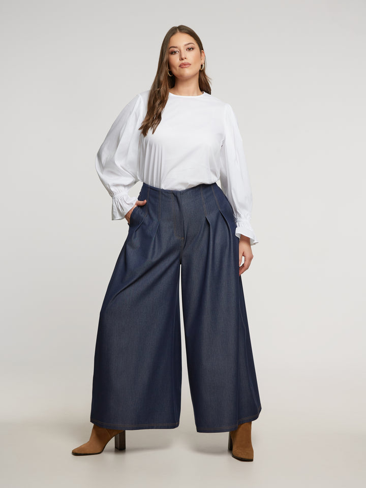 Statement-Jeanshose mit weitem Bein