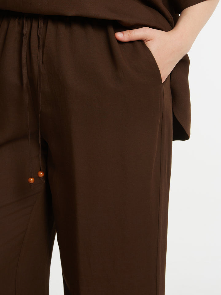 Bruine Linnen Viscose Broek