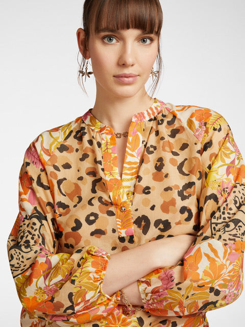 Luchtige Katoenen Blouse Met Print | Grote Maten Mode bij Axent