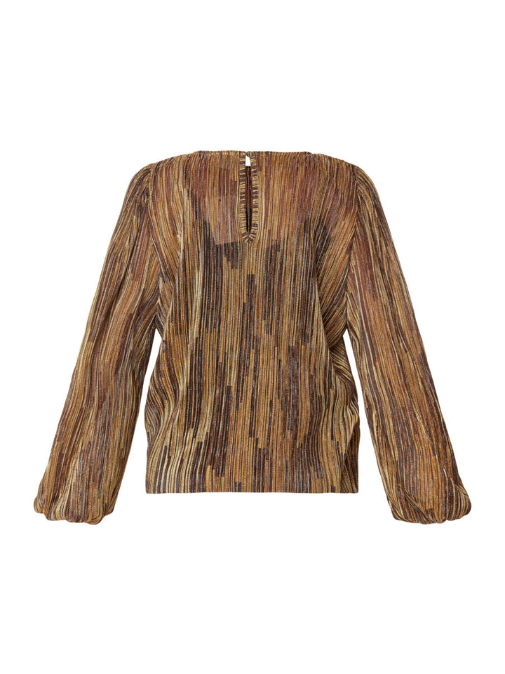 licht glanzende voile blouse in camelkleur