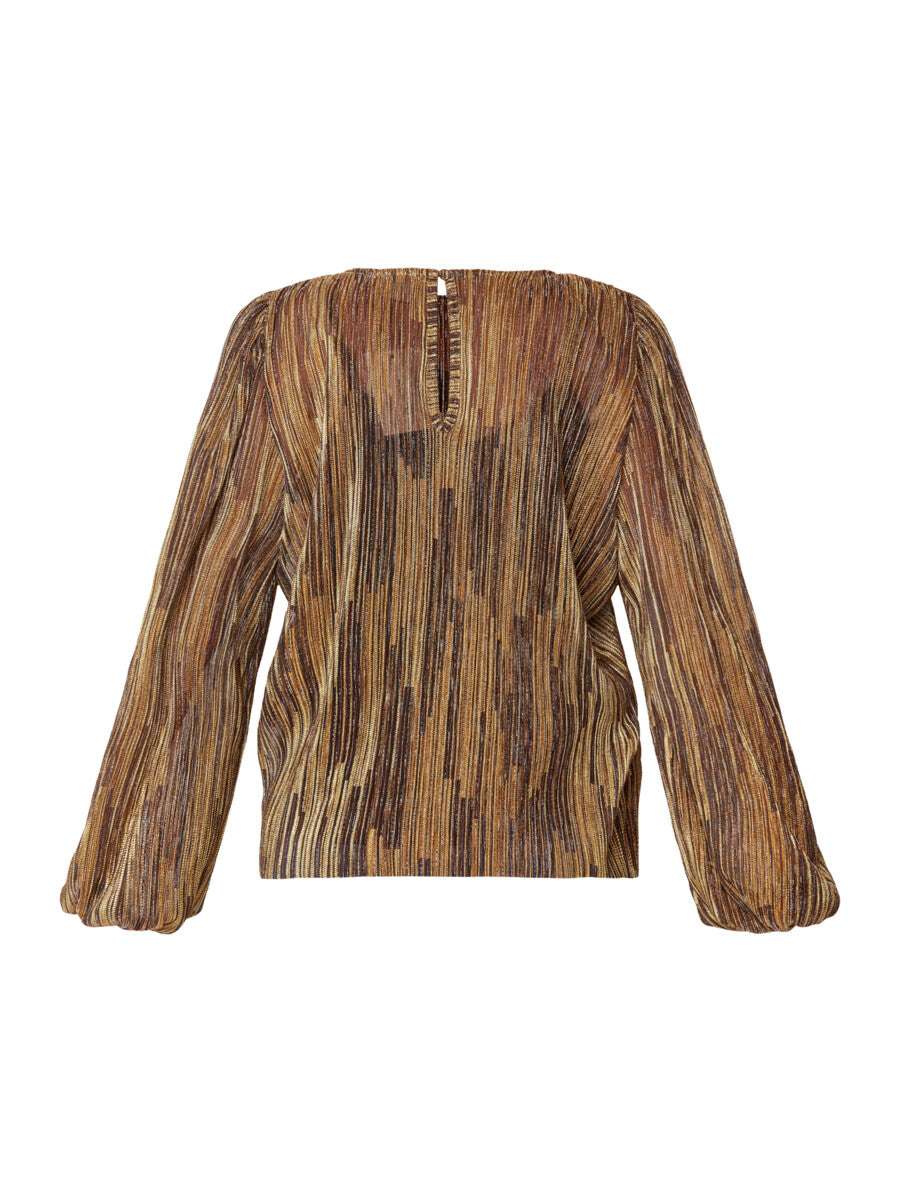 licht glanzende voile blouse in camelkleur-b. copenhagen-