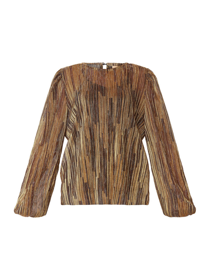 licht glanzende voile blouse in camelkleur-b. copenhagen-
