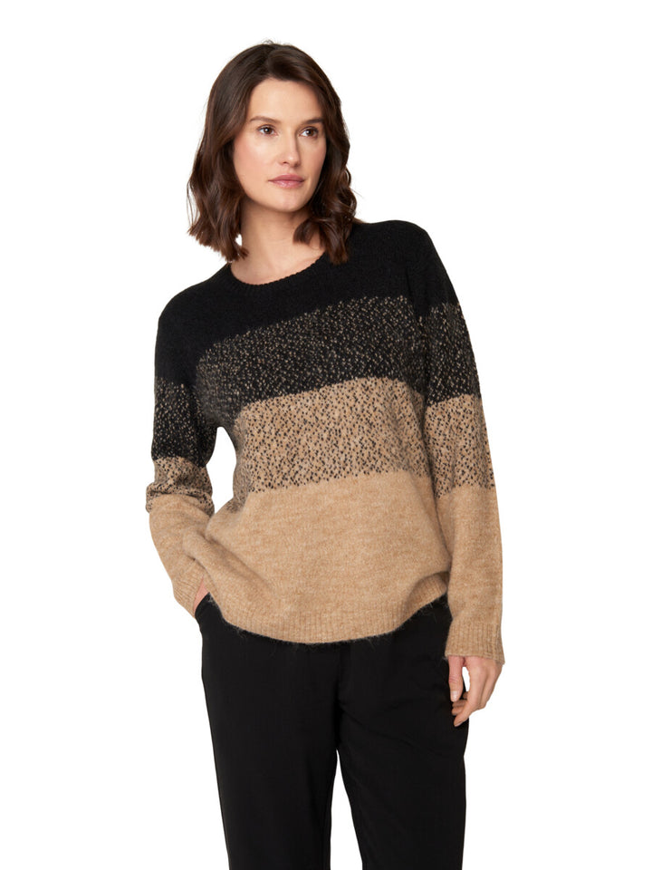camel and black melange sweater 