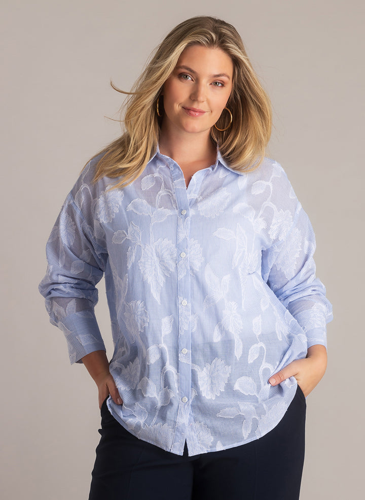 Puderrosa Bluse mit Blumendruck