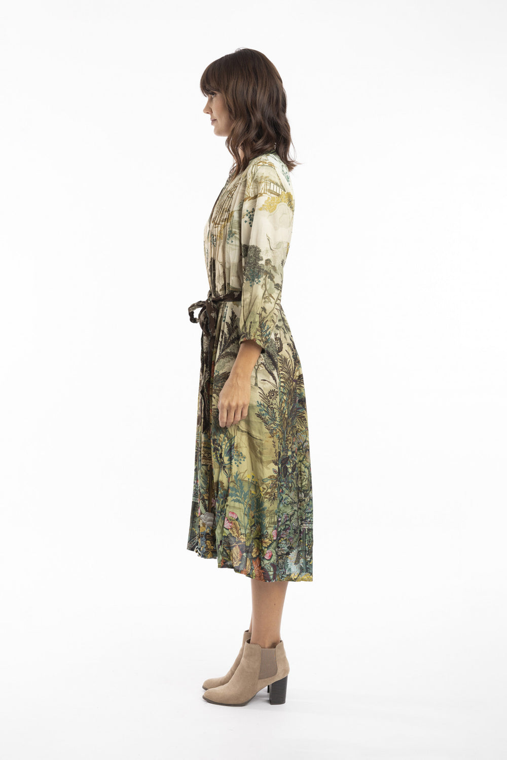 Elegante Midi Jurk Met Oosterse Print