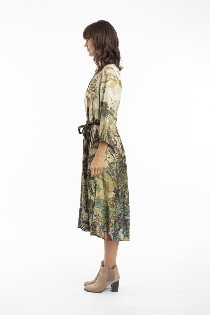 Elegante Midi Jurk Met Oosterse Print