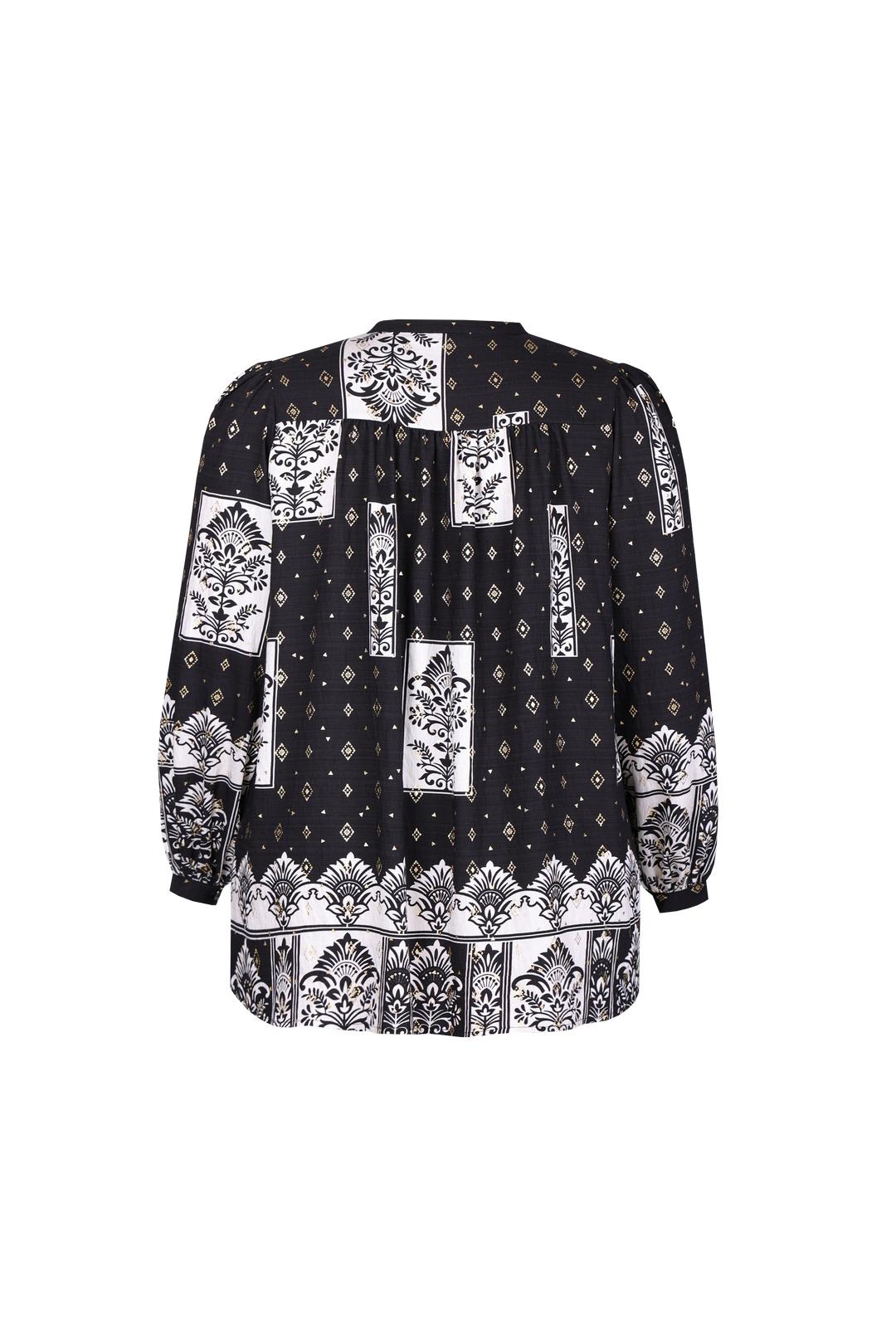 Schwarz-goldene Bluse mit Druckmuster