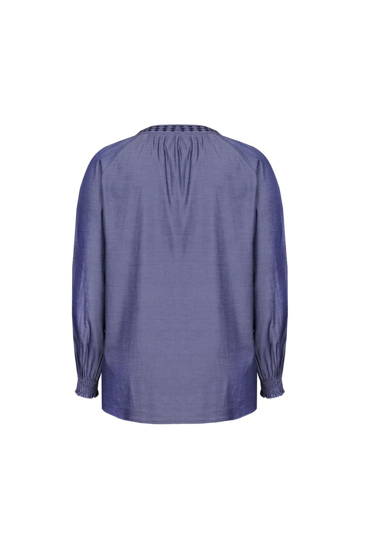 Denim Blue Blouse with Embroidery