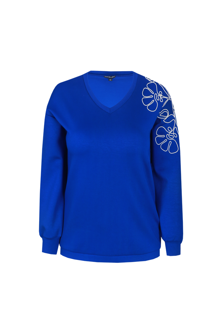 Blauwe Sweater met Bloemen
