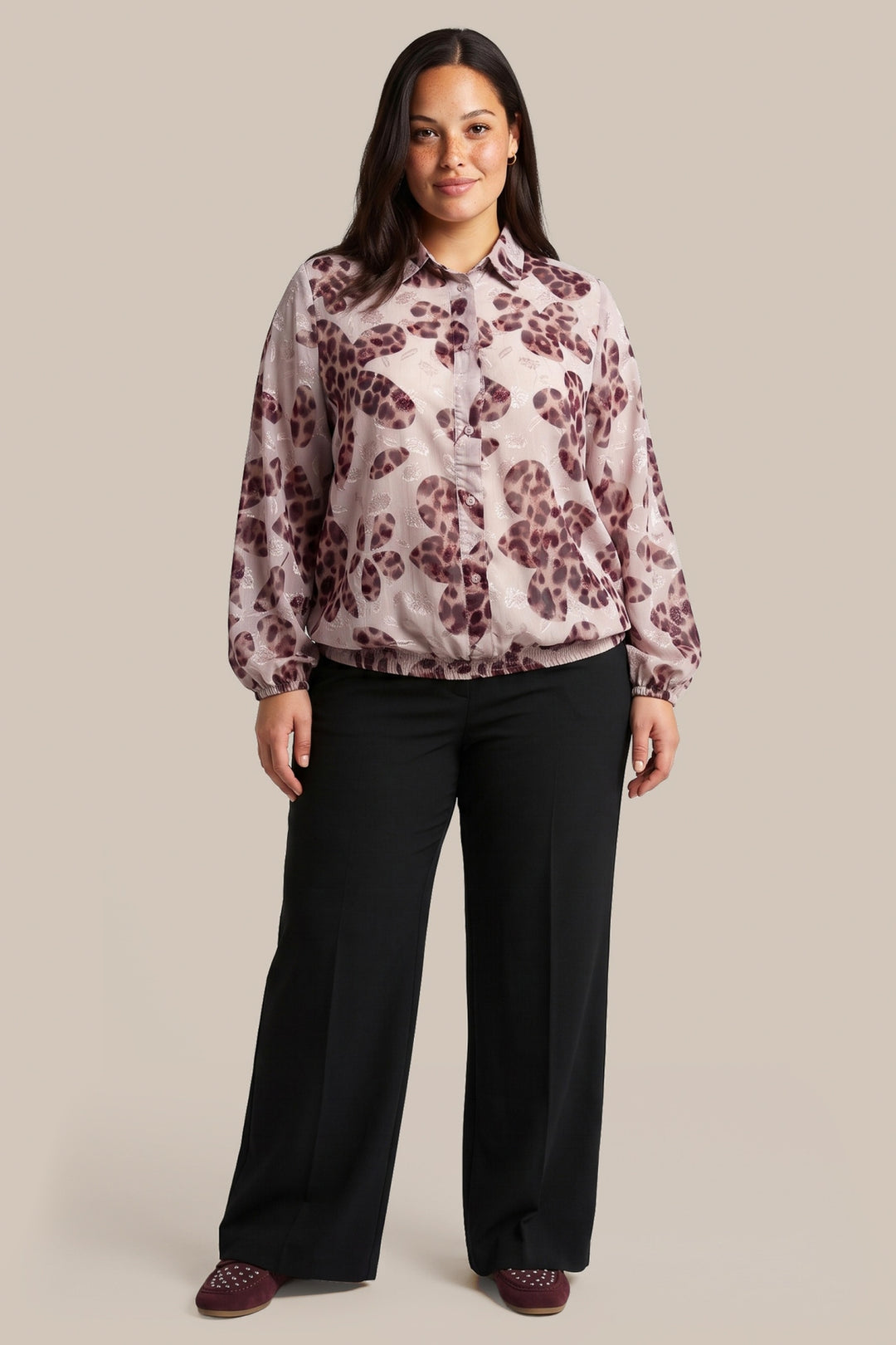 Blouse Met Aubergine Print