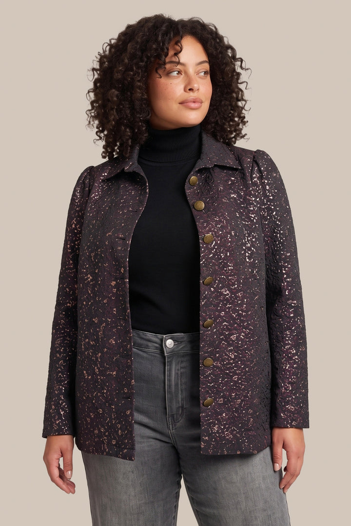 Metallic Jacket Met Panterstructuur