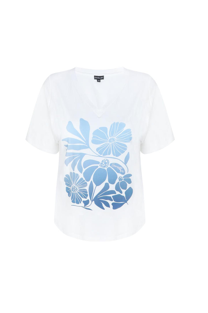 Witte T-shirt Met Bloemenprint