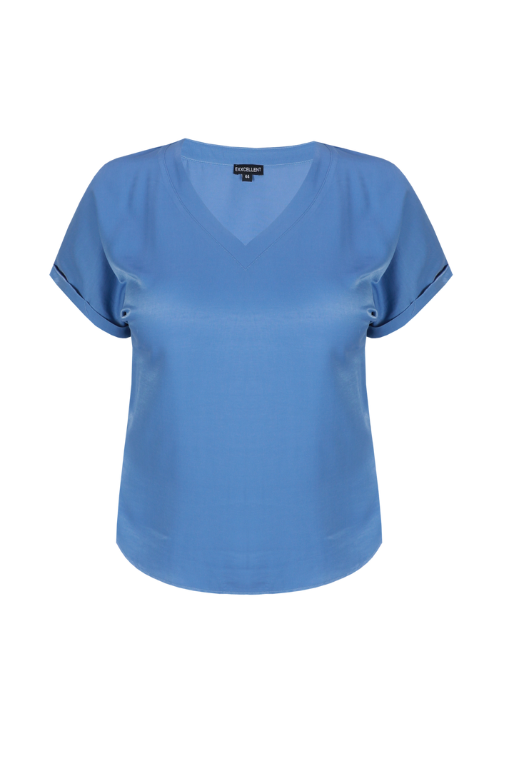 Blauwe V-Hals Top