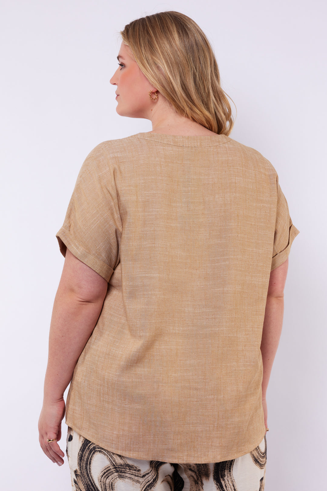 Zandkleurige Linnenlook Shirt