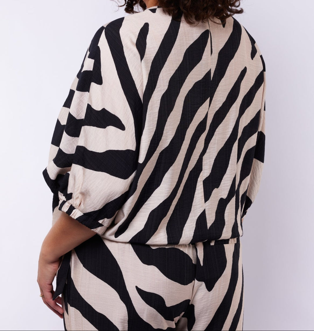 Zebra Print V Hals Shirt