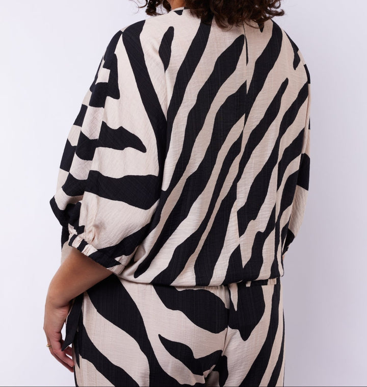 Zebra Print V Hals Shirt