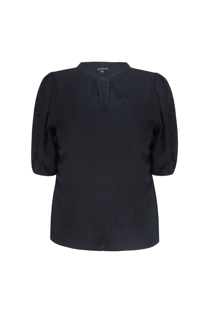 Zwarte Blouse Met Borduursel