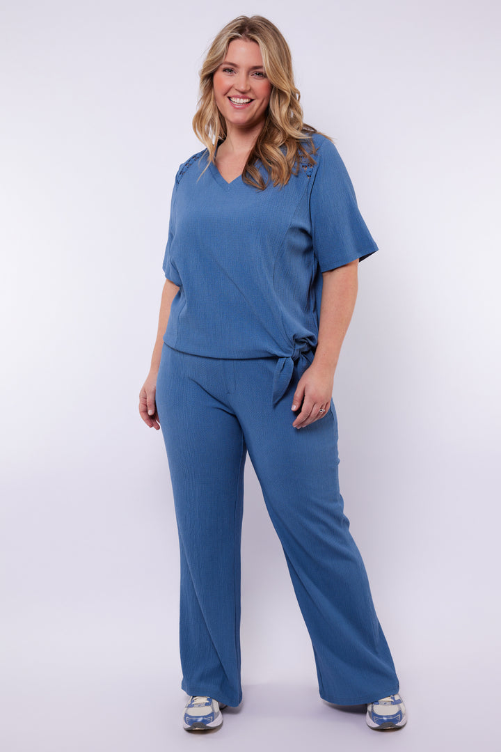 Blauwe Comfortabele Wijde Broek