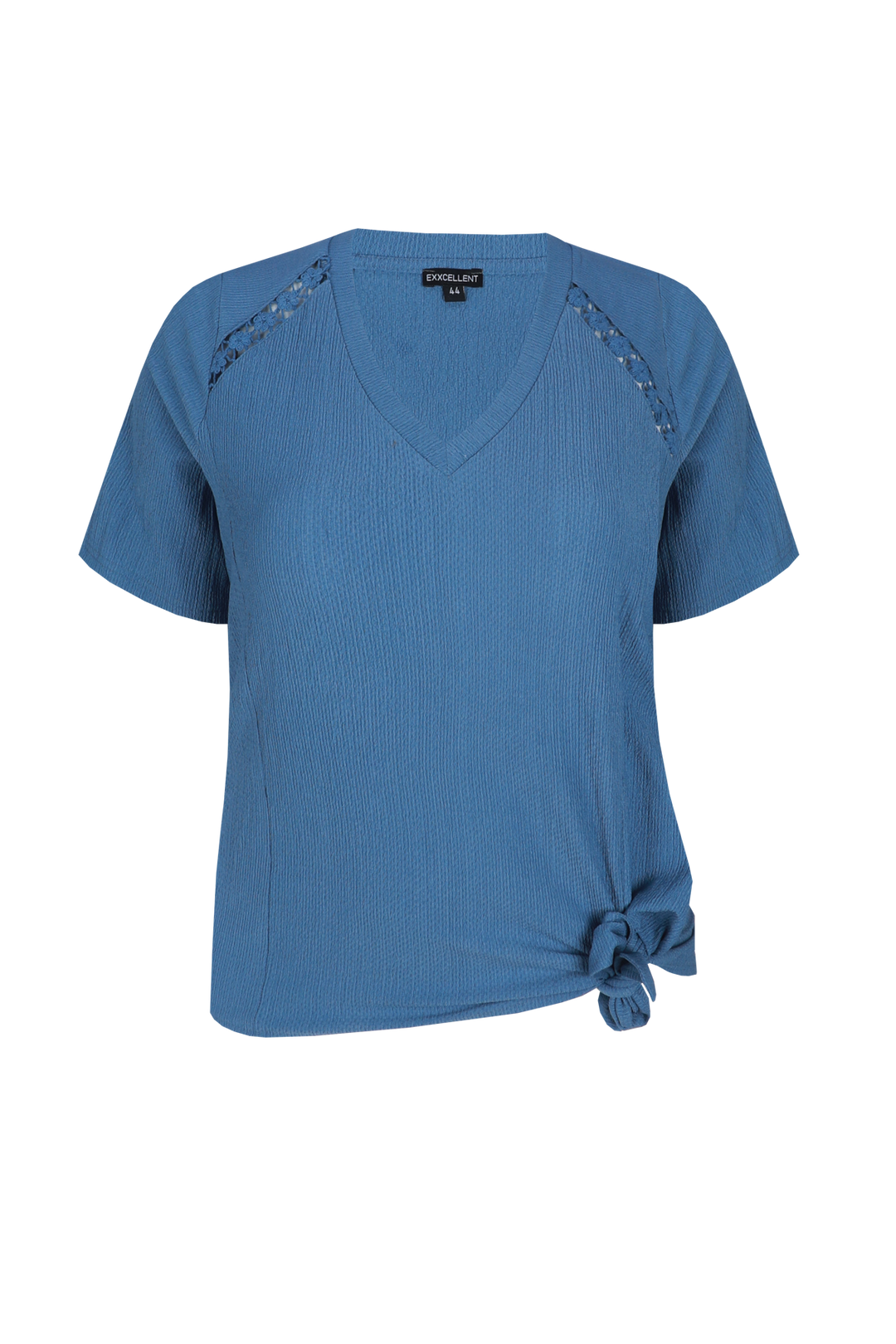 Blauwe Top Met Kantdetail