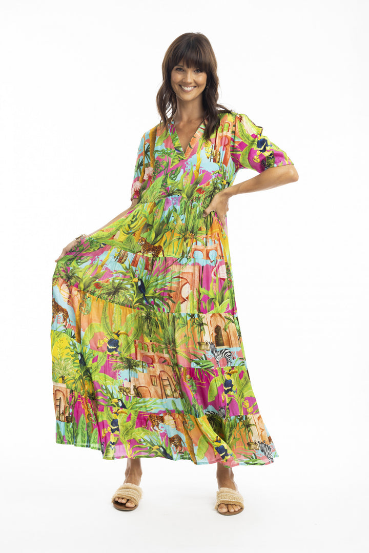 Luchtige Maxi-Jurk Met Jungleprint | Grote Maten Mode bij Axent