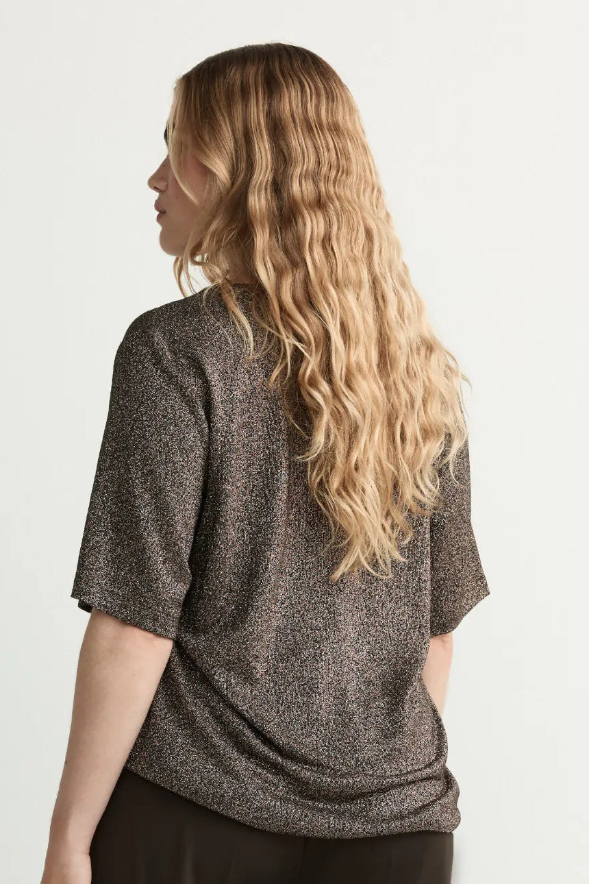Glanzende V-hals T-shirt