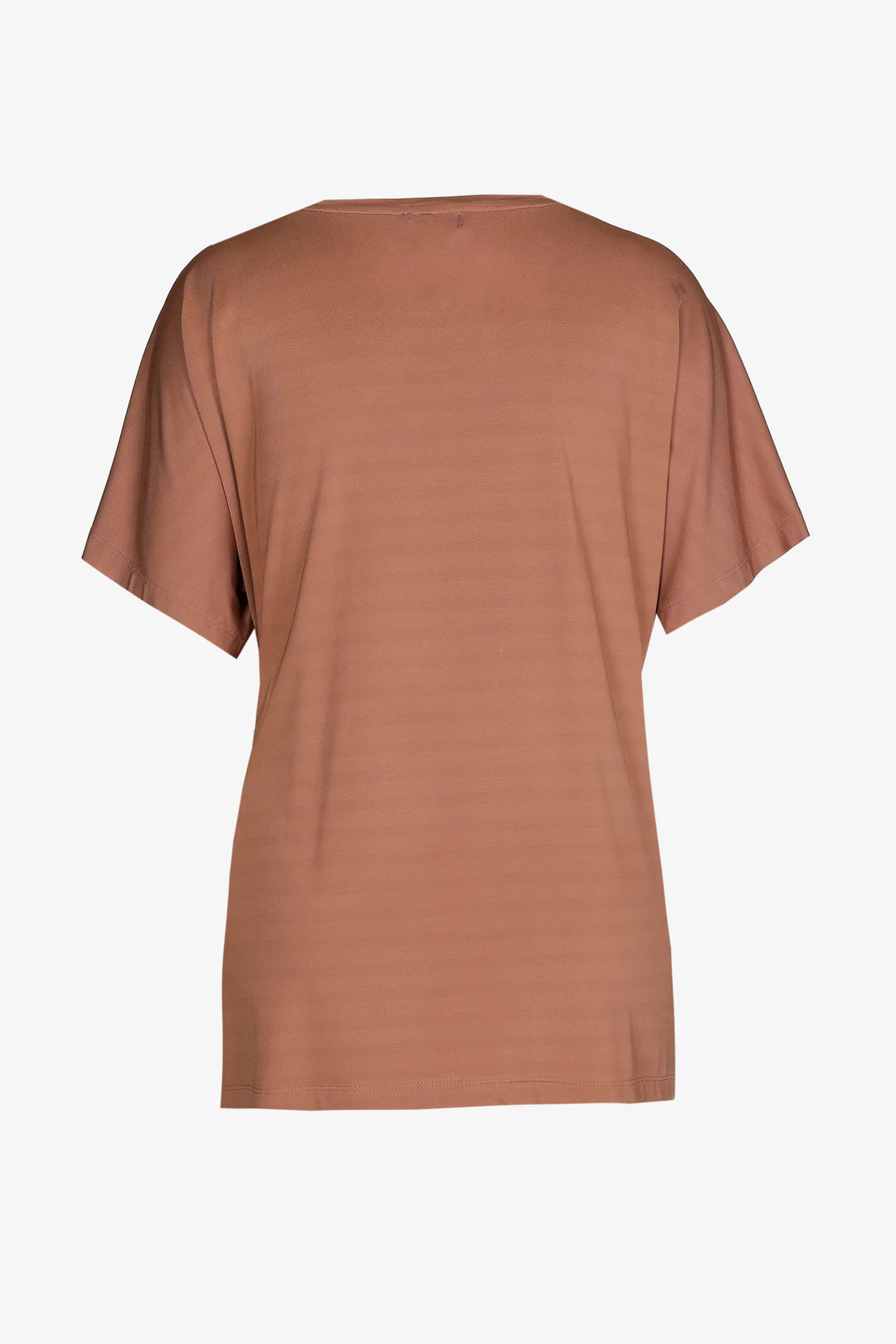 Tabaksbruine Piqué T-shirt Met Strikdetail