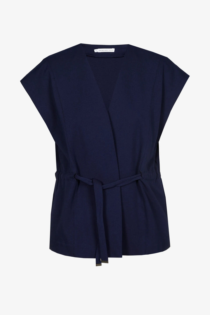 Mouwloze cardigan met strik