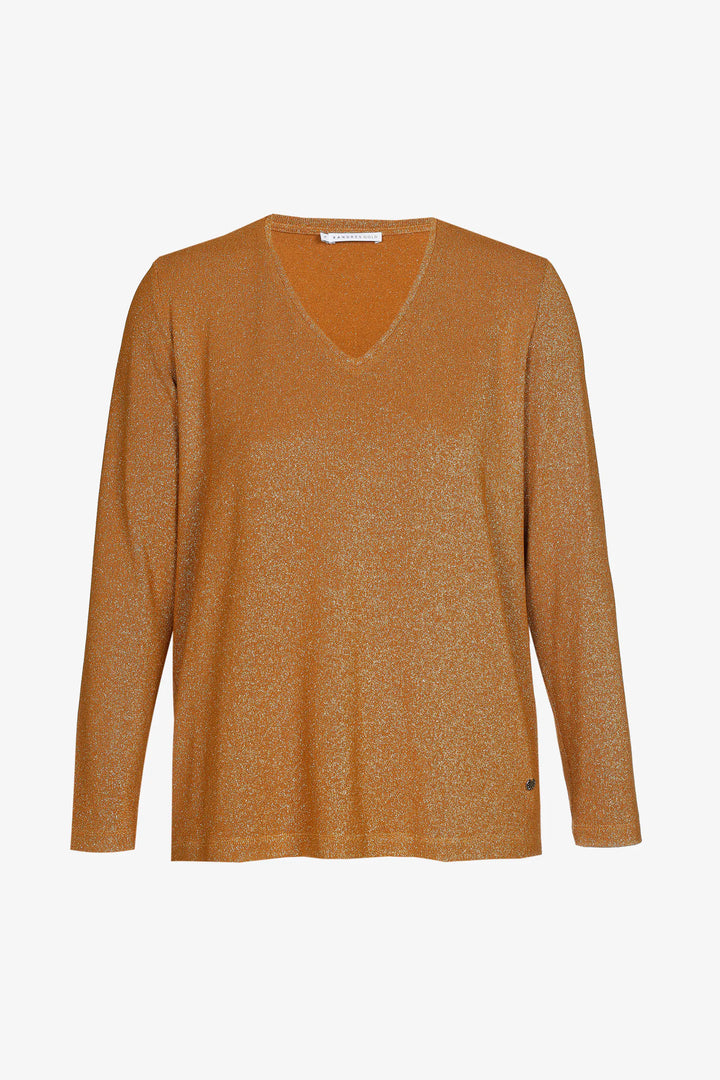 gouden lurex shirt met v-hals
