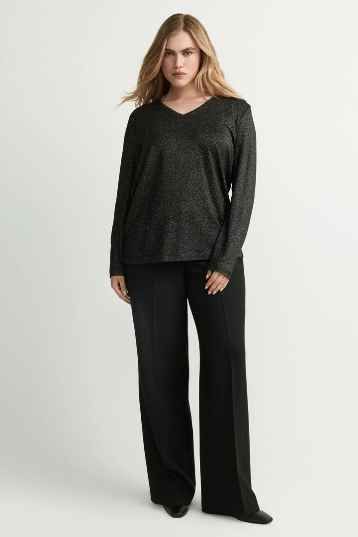 groen lurex shirt met v-hals
