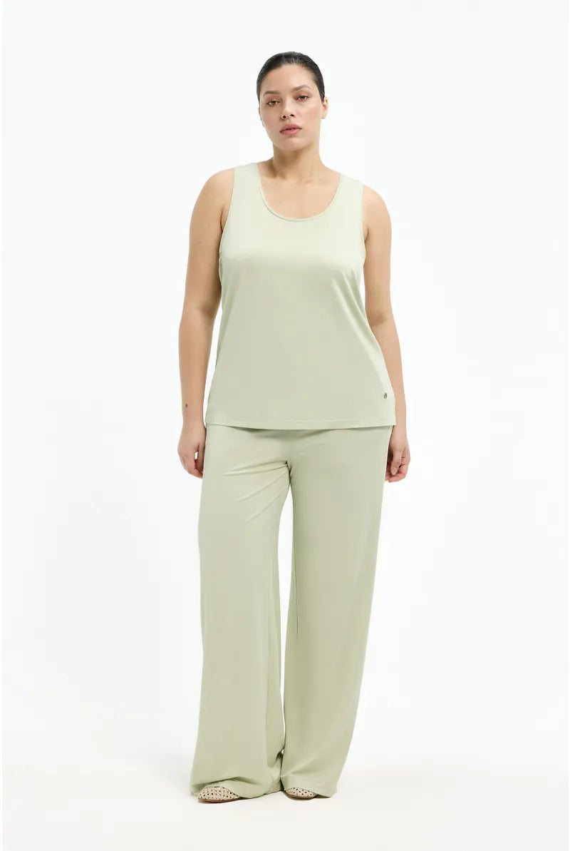 Lichtgroene Top met Ronde Hals