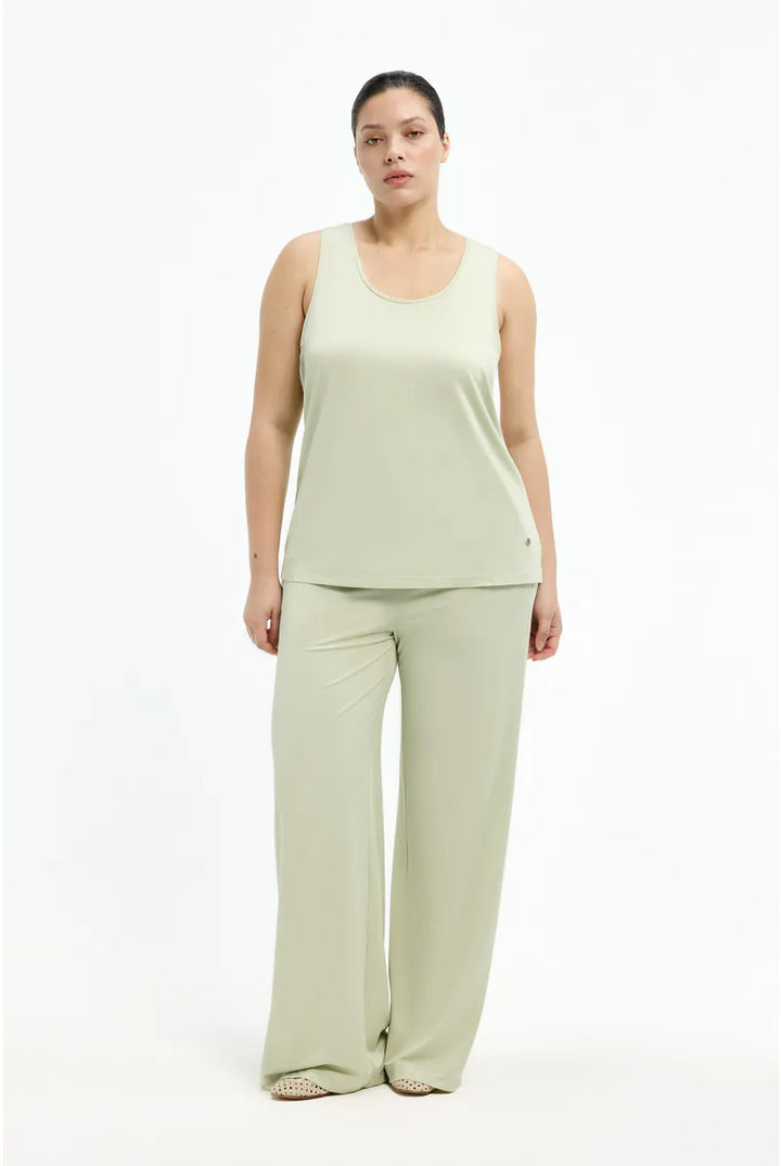 Lichtgroene Top met Ronde Hals