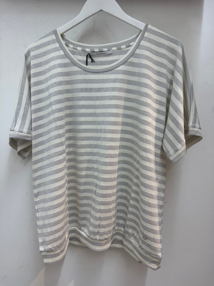 Gestreepte T-shirt Met Glansdraad In Zilver
