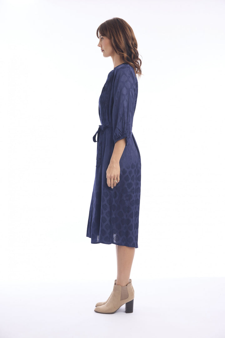 Donkerblauwe Elegante Midi Jurk