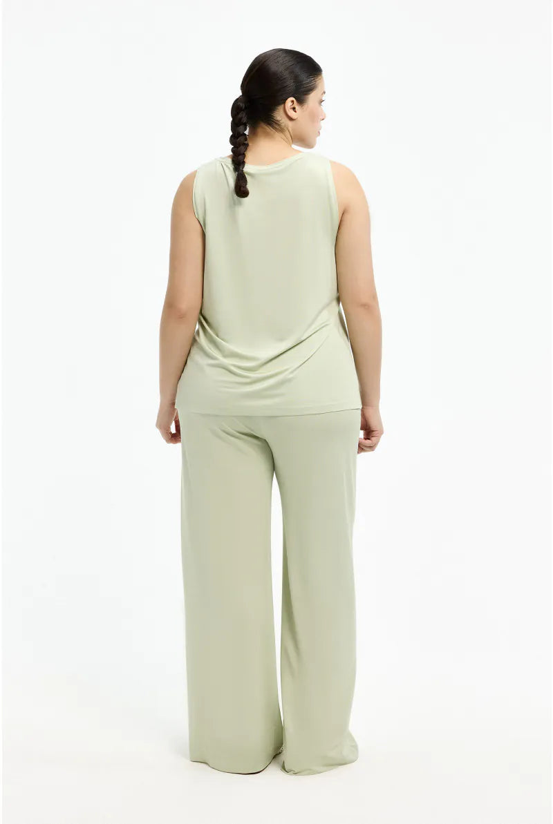 Lichtgroene Top met Ronde Hals