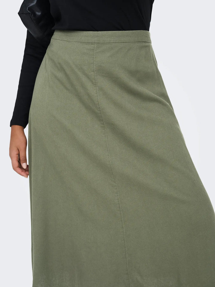 Kaki soepele midi-rok