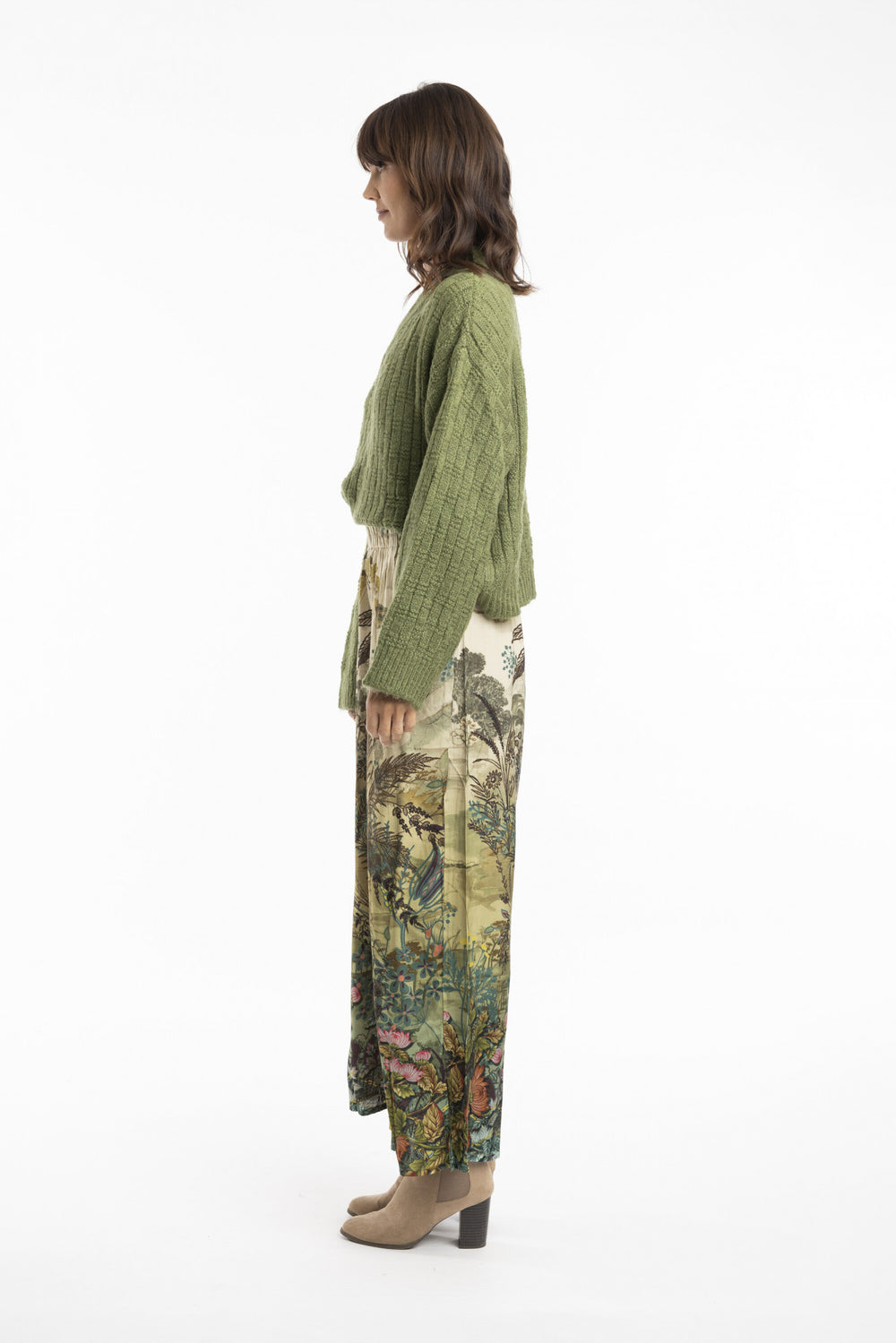 Wijde Viscose Broek Met Natuurprint
