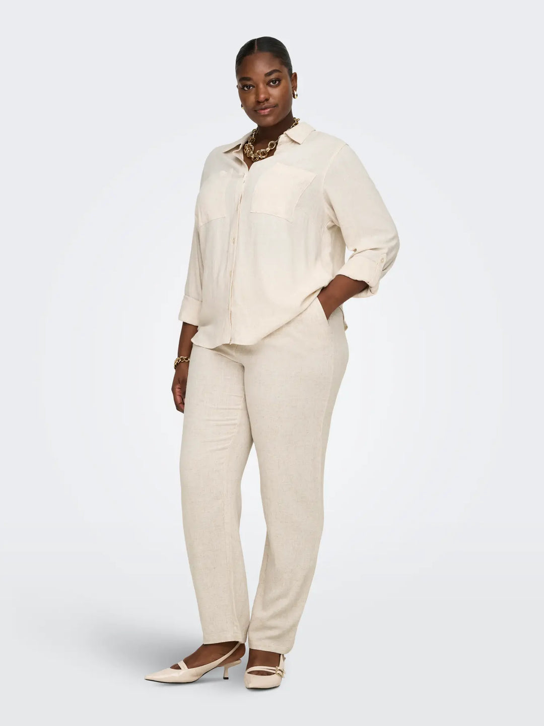 Ecru Blouse Linnenlook
