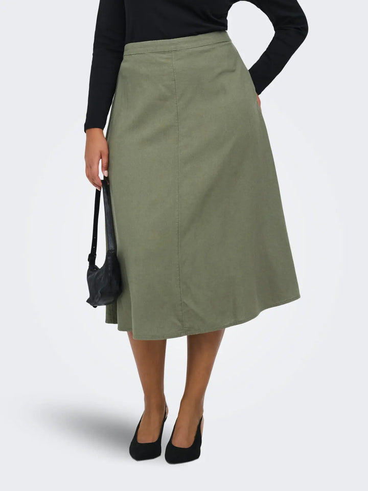 Kaki soepele midi-rok