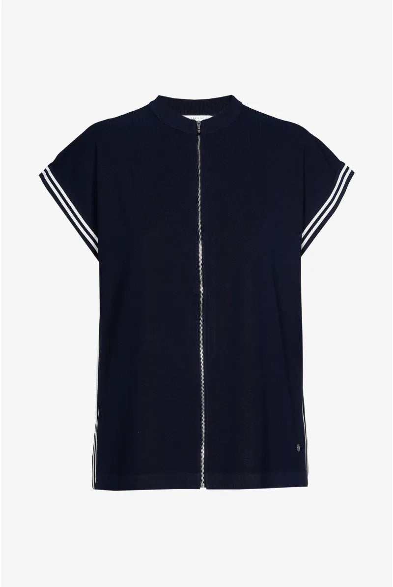 Marineblauw gilet met sportdetail