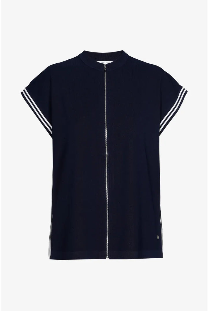 Marineblauw gilet met sportdetail