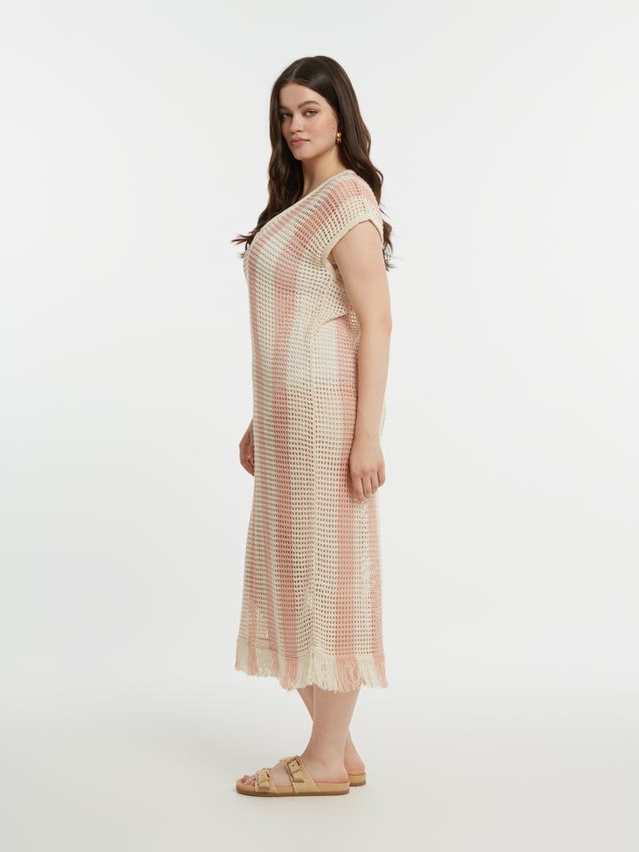 Gehaakte Maxi Jurk Met Franjes
